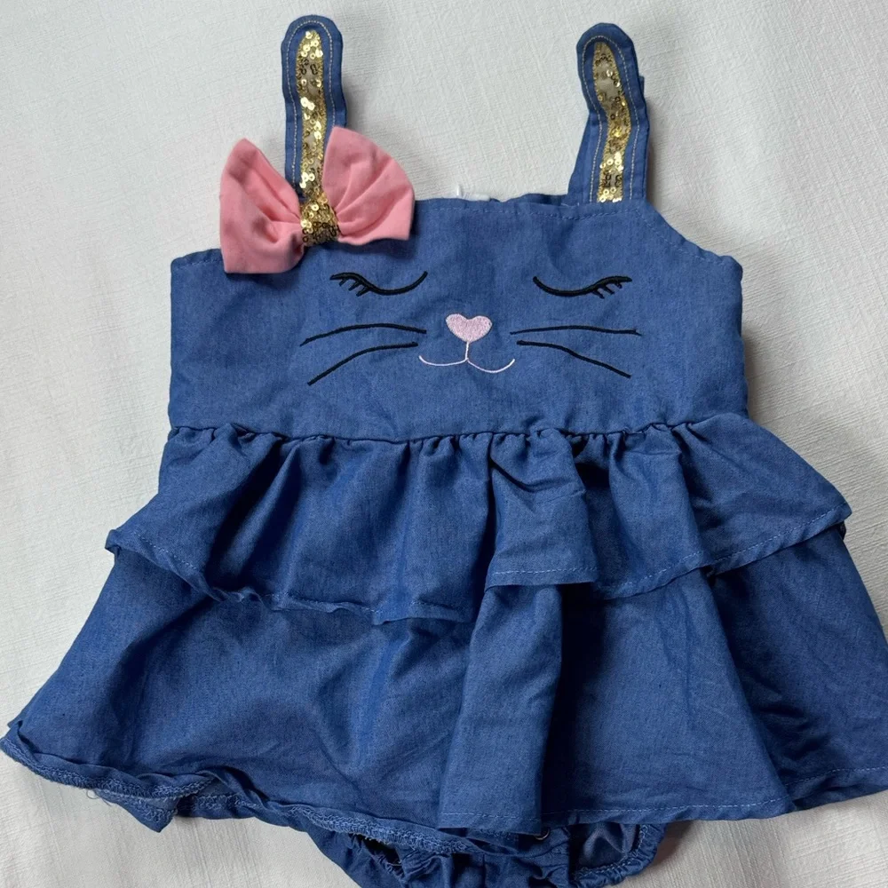 Adorable Blue Bunny Dress‎ with Pink Bow 18/24 months for easter